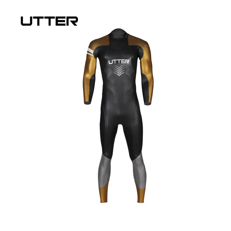 UTTER New Design Elitepro Men's Gold SCS Triathlon Suit Yamamoto Neoprene Swimsuit Long Sleeve Surfing Wetsuit