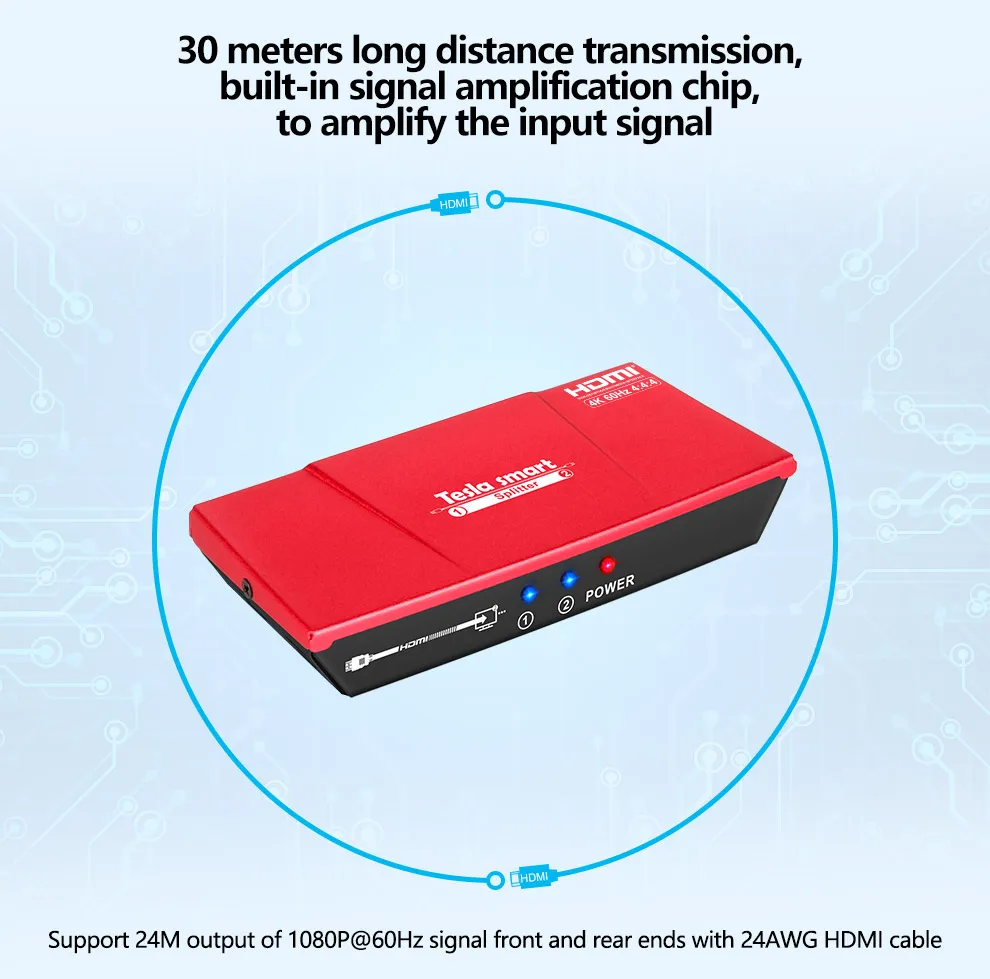 Ultra HD 4K HDMI сплиттер 1 в 2 Выход сплиттер HDMI 1x2 HDMI коммутатор HDCP 2,2 HDR дублирование видео и аудио