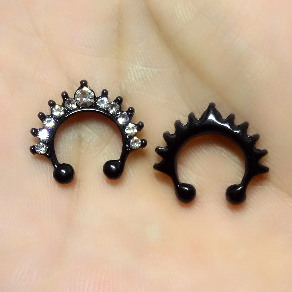 10mm Fake Septum Piercing Nose Ring Hoop For Girl Men Faux Body Clip Rings Non-Pierced Non Body Jewelry 1Pc