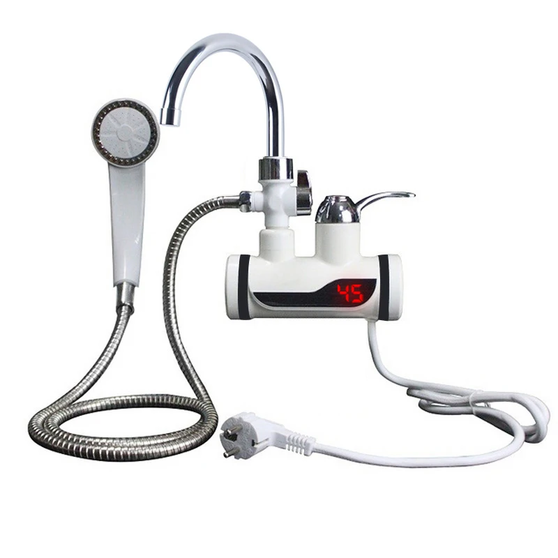 Grifo de agua con calefacción eléctrica instantánea, calentador de agua de 220V, ducha, calefacción fría, para cocina, baño, EU Plus