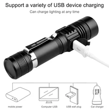 Powerful led flashlight usb rechargeable Zoom torch T6 LED hand lamp 18650 Battery flash light use for Camping Hiking checking