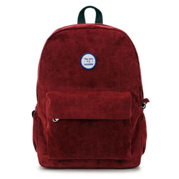 

New Arrival New Women Men Vintage Rucksack Corduroy Backpack School Bag Solid Casual Fashion