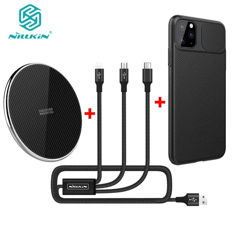  NILLKIN 10w Fast wireless charger support PC/QC input +1.5m 3A 3 in 1 charging cable +black case fo - 4000552266507