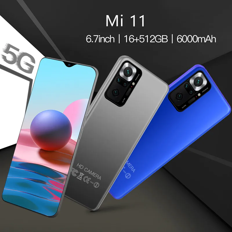 Global Version Mi 11 Smartphone Android 12GB 512GB 10 Core 48MP Carema CellPhone 6000mAh Battery Daul SIM Mobile Phones