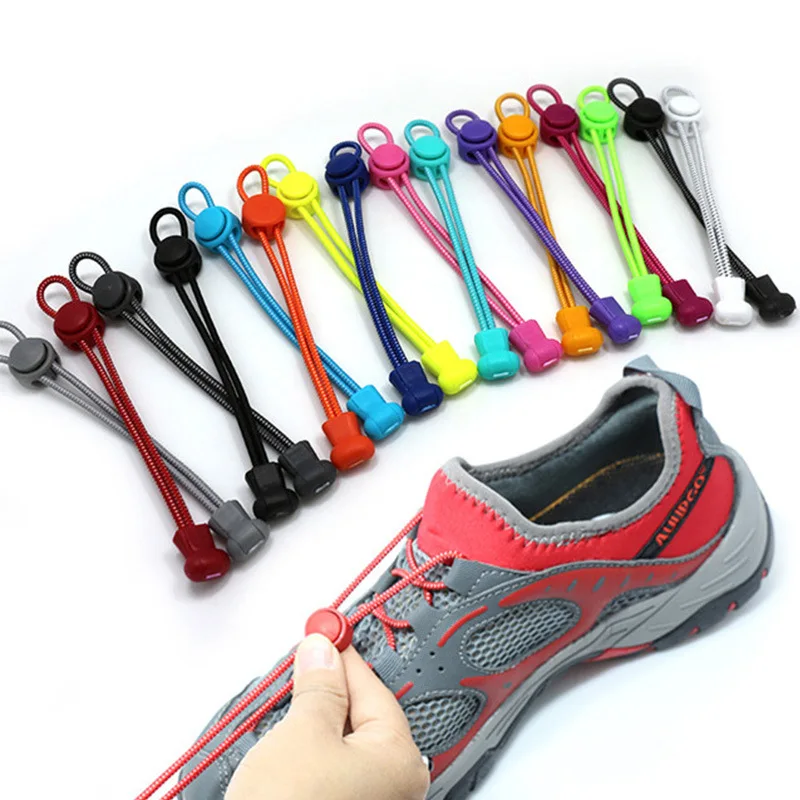Cordones elásticos para zapatillas de deporte, cordón elástico para zapato que No se ata, cierre de estiramiento, cordones para perezosos, cordón redondo de goma rápida, 17 colores, 1 par