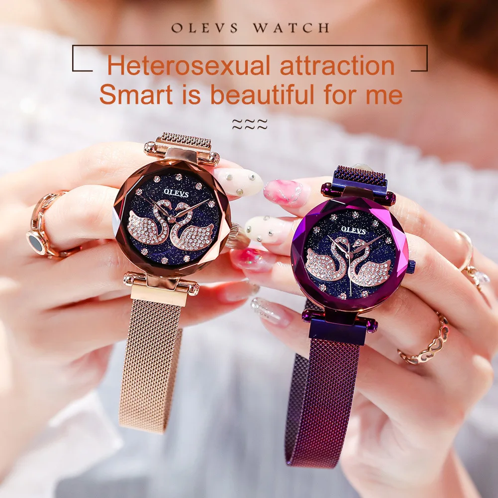 

Olevs Fashion Trend SWAN Dial Magnet Woman Quartz Watch