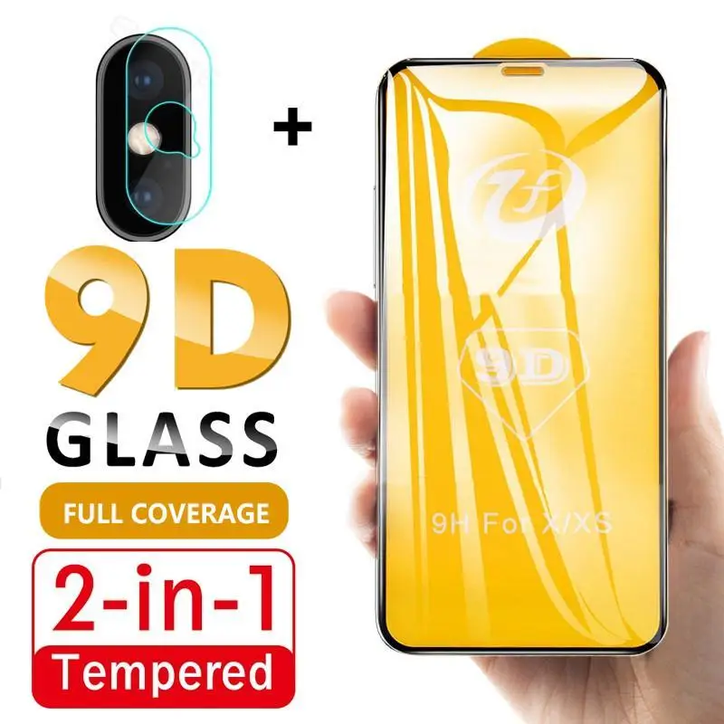

2-in-1 9H Camera Tempered Glass For iPhone X XR XS 11 Pro Max 2019 9D Screen Protector For iPhone 6 6S 7 8 Plus Camera Lens Film