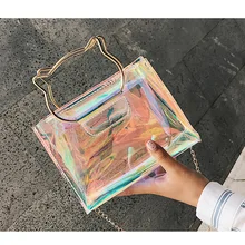 Маленький милый кот прозрачный ПВХ сумки на плечо для женщин Женская Мини Дорожная сумка-мессенджер Летняя Пляжная сумка через плечо женская