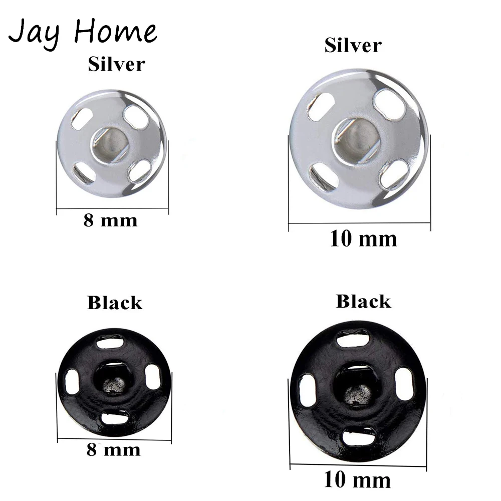 100/50PCS Press Buttons Sew on Snap Buttons Metal Snap Fastener Buttons Press Button for DIY Garment Sewing Clothing 8/10MM 5