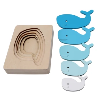

New Animal Carton Rabbit/Bird/Whale Puzzle Multilayer Jigsaw Baby Wooden Toy Child Early Enlightenment Grab Educational Toy Gift