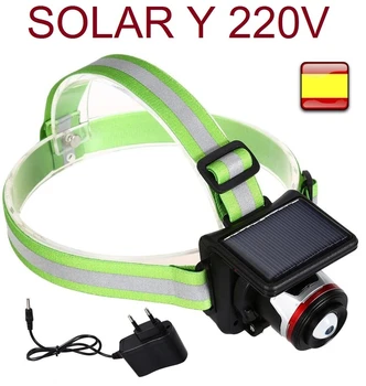 

Linterna frontal recargable 5000 LM de cabeza zoom led cree 2 EN 1 solar y cable