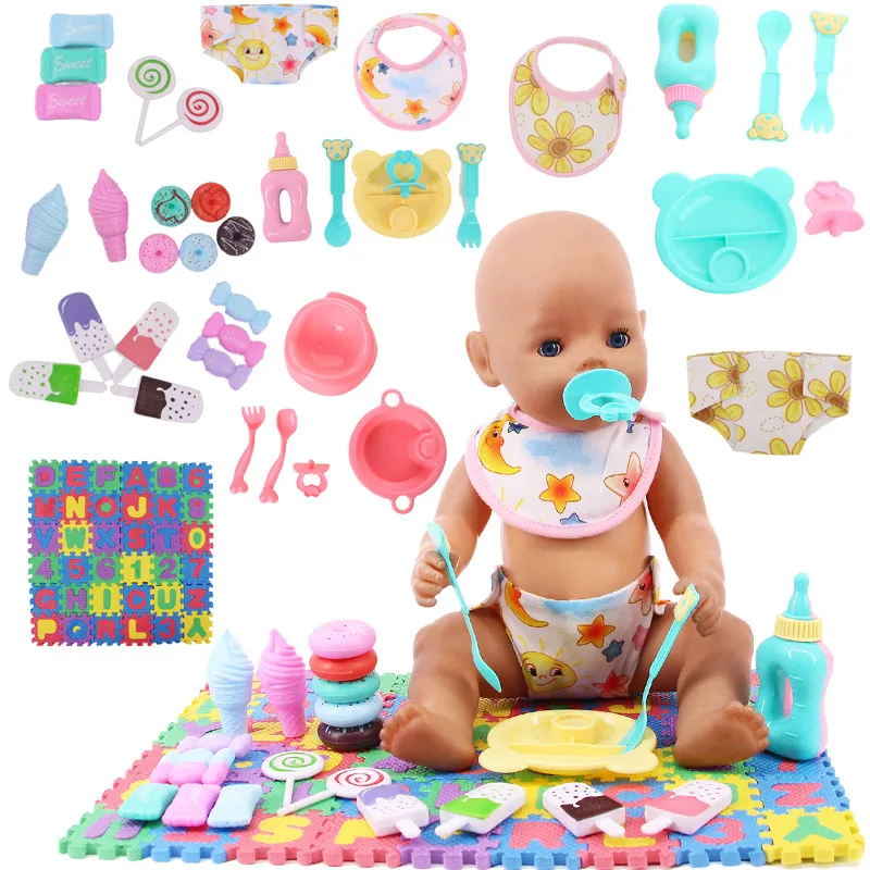 Doll Accessories Letter Cushion Tableware Mini Dessert Model Underwear Saliva Towel For 18 Inch American Doll&43Cm New Born Baby doll accessories