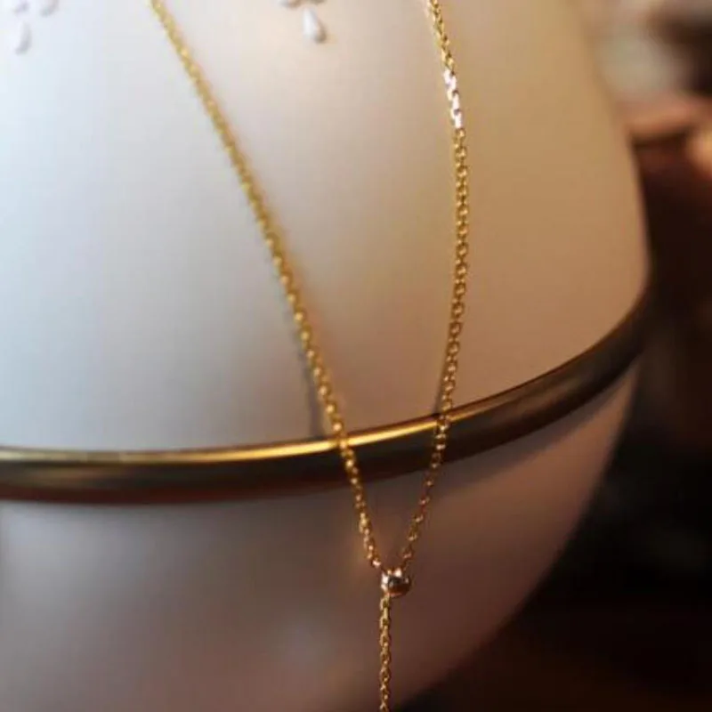 free shipping 9-10mm natural seawater pearl Y shape adjustable necklace 18k gold