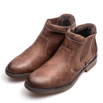 ZYYZYM-Botas para Hombre de cuero estilo Vintage, botines tobilleros, calzado estilo Chelsea, temporada otoño invierno, 2020