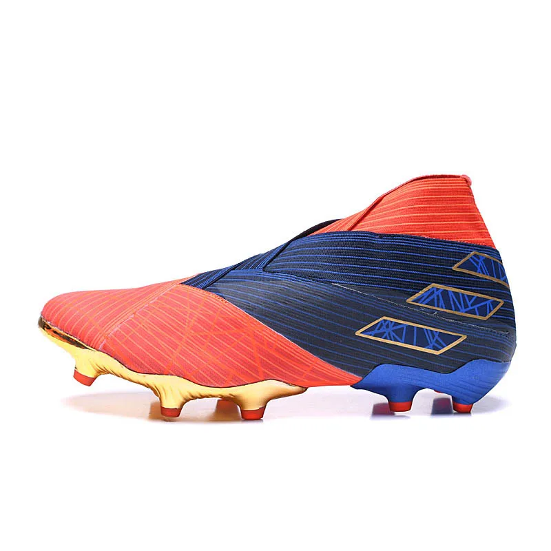 Adidas гальваническим подошва без шнуровки верхняя Для Мужчин's Nemeziz 19+ FG серьги-гвоздики для ногтей высокого Бутсы Для мужчин, футбольные бутсы, обувь - Цвет: Оранжевый