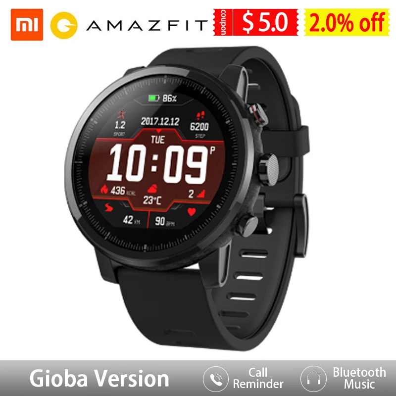 Amazfit reloj inteligente Stratos para hombre y mujer Smartwatch deportivo resistente al agua hasta 5atm, con GPS, control frecuencia cardíaca, PPG y música|Relojes inteligentes| - AliExpress