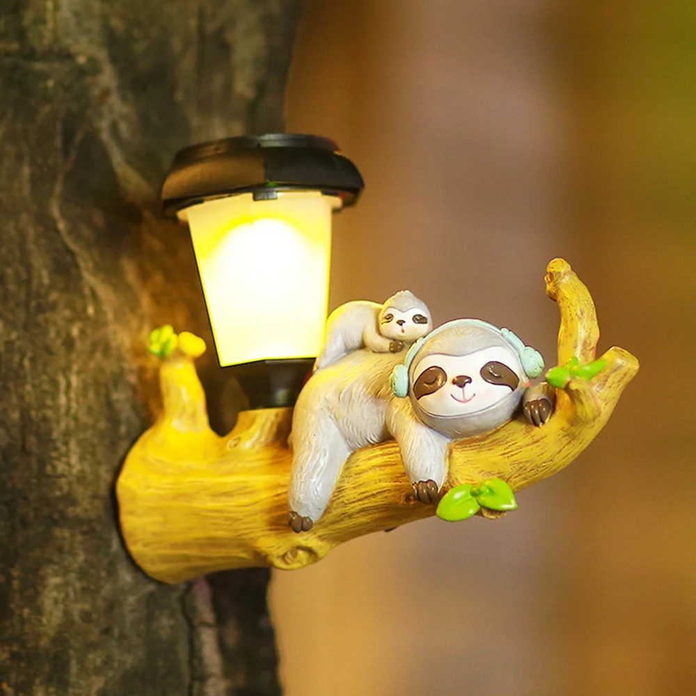 solar flood lights outdoor LED Lamp Solar Light Squirrel Sloth Hanging Light Cartoon Animal Statue Outdoor Resin Garden Decoration Light Garden Decoration led solar lights