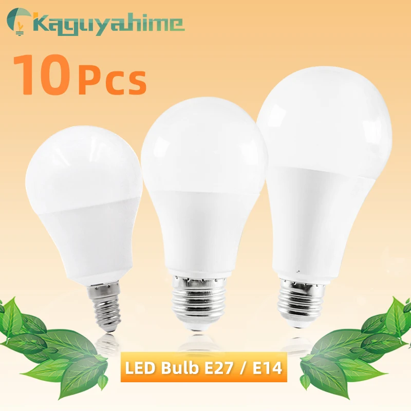 Светодиодная лампочка Kaguyahime 10 шт. светодиодная E27 E14 20 Вт 15 12 9 6 3 220 В переменного