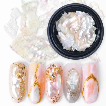 

1Box Nail Decorations 3D Shiny Abalone Pearl Shell Slice Flake Nail Art Stones Charms Spangles Tips Manicure Accessories LA791