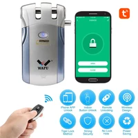 WAFU 019 Wireless Wifi Smart Lock Remote Control BT Electronic Keyless Door Invisible Lock 433MHz Phone Control Fingerprint Lock