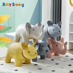 Canapé en bois massif brillant pour bébé, mignon, dessin animé, Animal créatif pour enfants, petit banc, tabouret bas en cuir pour chaussures 