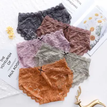 

Sexy Hollow Lace Briefs Ultra Thin Underwear Women's Low Waist Underpants Soft Lingerie Sexy Lace Panties Lady Sleepwear