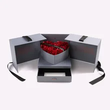 Прямая с фабрики серая Подарочная коробка для девушки мыльный цветок Креативная открытая дверь в форме сердца подарок на день Святого Валентина