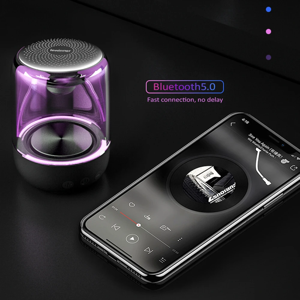 Lewinner C7 Bluetooth V5.0 беспроводной динамик s HiFi стерео Колонка портативный динамик Романтический Красочный светильник с микрофоном