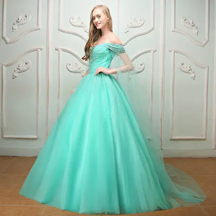 

100% real mint green shoulder veil coronation beading ball gown medieval dress Renaissance gown queen Victorian Belle Ball gown