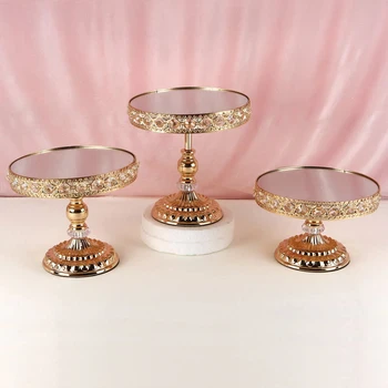 

3pcs Gold Cake Stand Dessert Cupcake stand Display Plate for Wedding Event Birthday Party