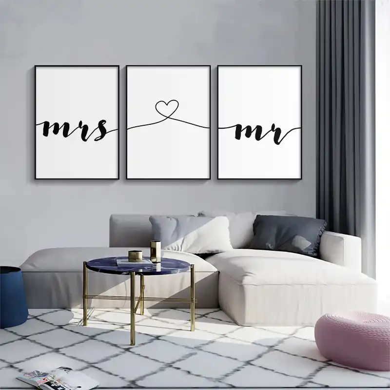 Frases De Amor En Blanco Y Negro Mr Mrs Pintura En Lienzo