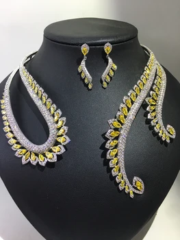 

Accking Luxury cubic zirconia Clear zirconia waterdrop for women wedding bridal earring necklace 2pcs jewelry set