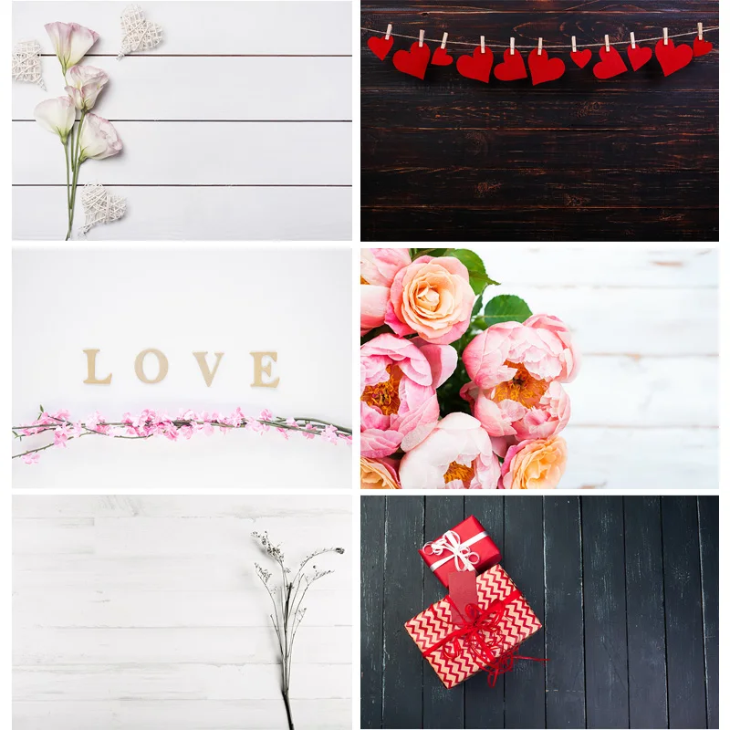 

SHUOZHIKE Vinyl Custom Photography Backdrops Valentine day & wood planks Photography Background 91223VD-05