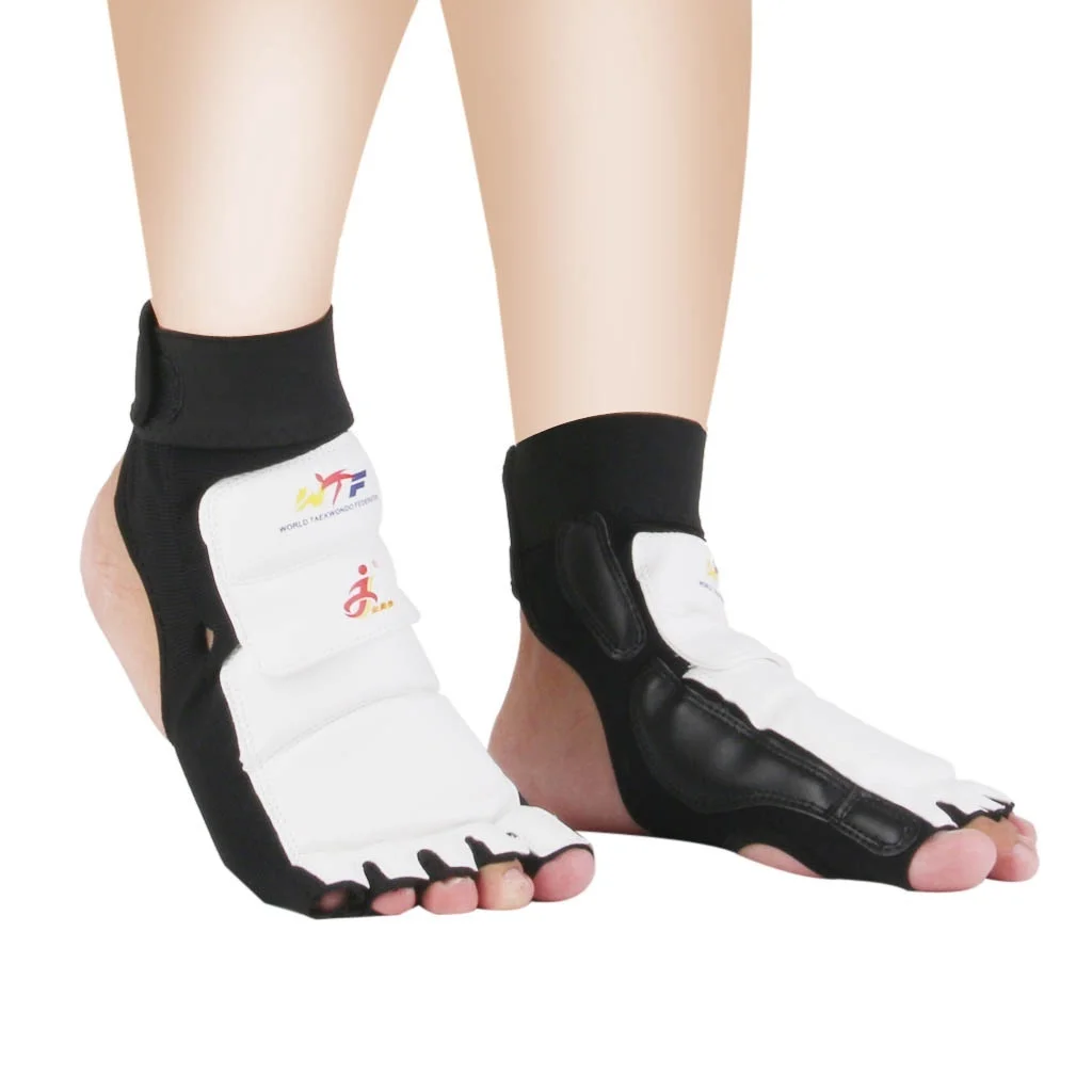 Пара протекторов для ног для тхэквондо из искусственной кожи для каратэ Sparring gear White