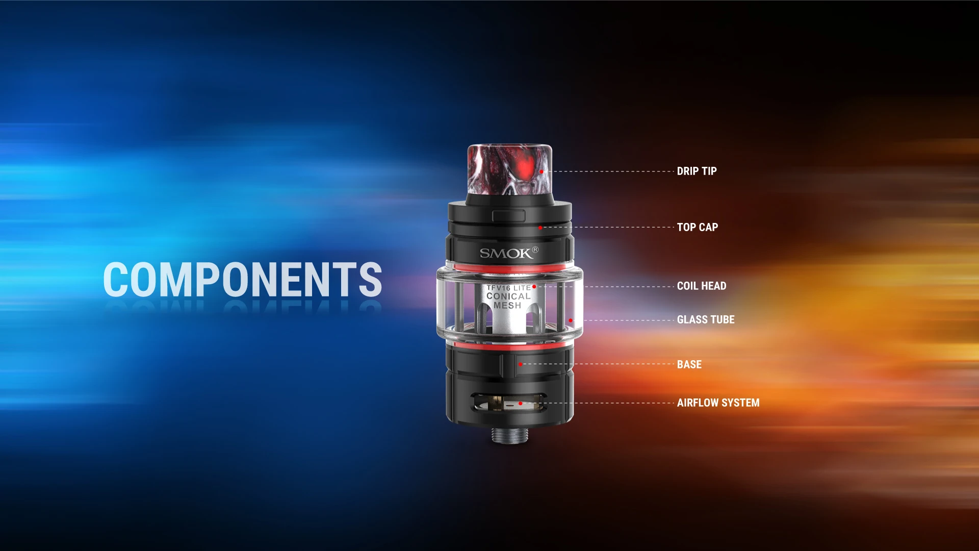 Резервуар SMOK TFV16 lite с конической сеточной катушкой, работающей по технологии nexMesh и двойной сеточной катушкой, емкость 5 мл, 810 смоляный капельный наконечник