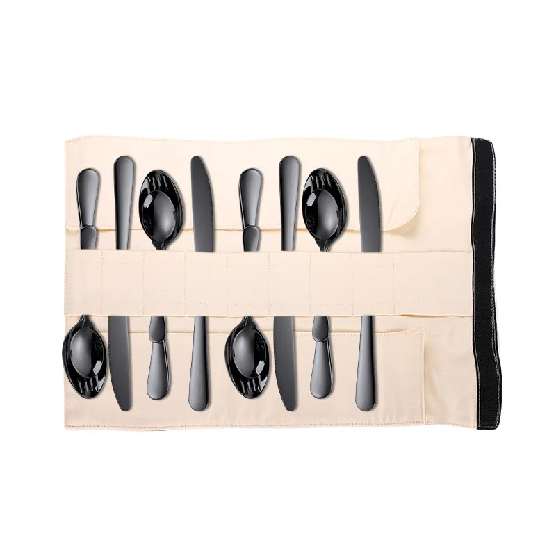 16pcs bs black 16 шт. портативный набор посуды столовые приборы набор посуды ножи вилки ложки Западная кухня столовая посуда нержавеющая сталь посуда для дома - Цвет: 16pcs bs black