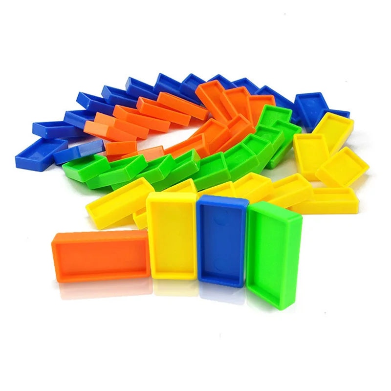 Juego de bloques de dominó de plástico para niños, juguete educativo de bloques de dominó de plástico colorido