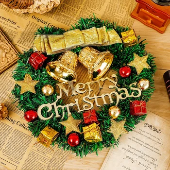 

Golden Bell 30cm Christmas Wreath Door Hanging On Garland Holiday House Decorations Christmas Decoration Christmas Party