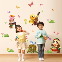 Детский сад Школьный класс стекло украшение милый мультфильм животных концертная детская комната наклейки на стену AY9246