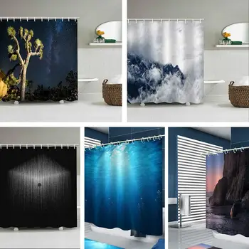 

Hot Shower Curtain Waterproof Polyester Fabric Bath Curtains 12 Grommet Holes Bathroom Curtains for Bathtub Showers Art Decor