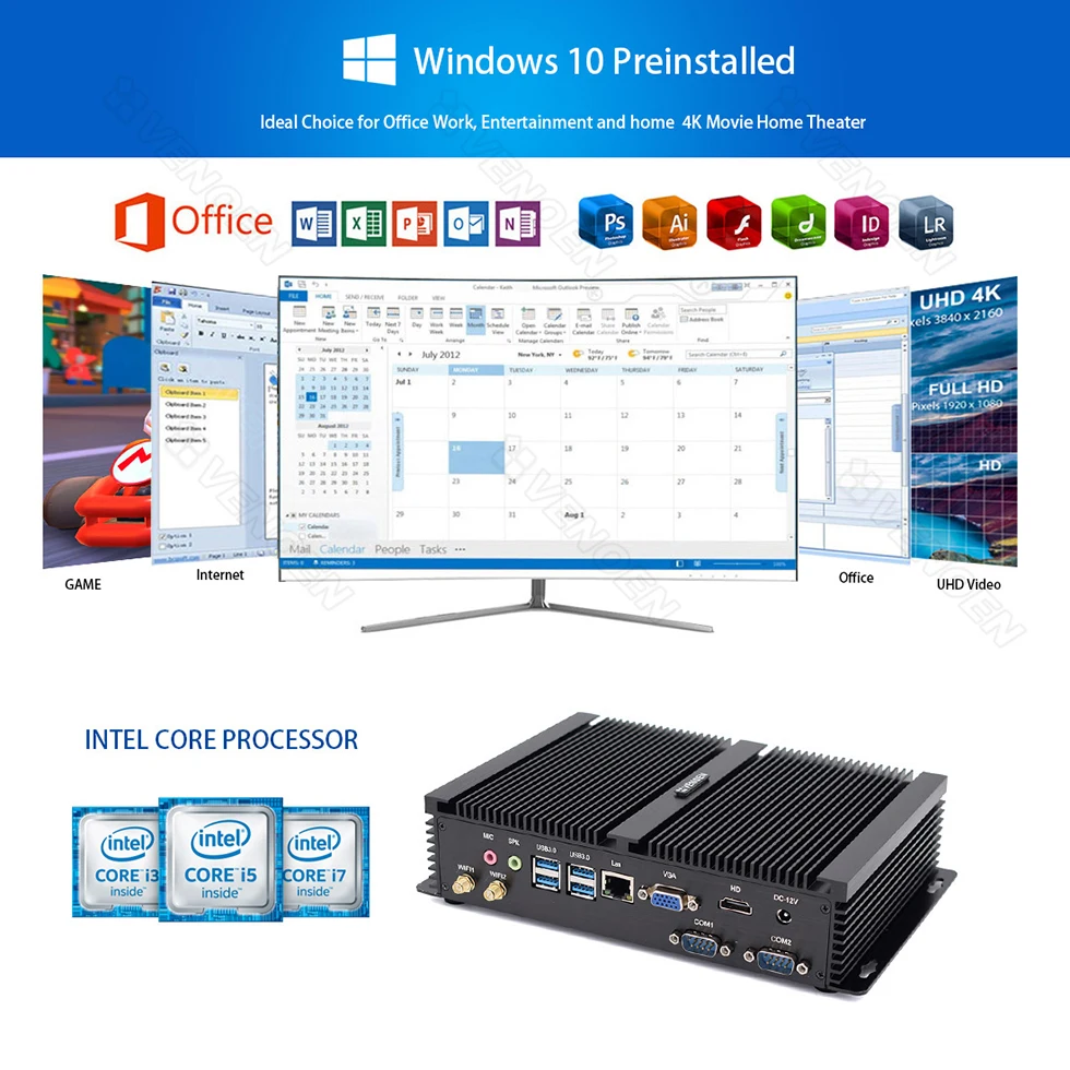 Compact Mini ITX Desktop PC with Intel Core i5/i3/i7 Processors, RS232 COM, HDMI, VGA, Wall Mountable Design, and WiFi Connectivity Description Image.This Product Can Be Found With The Tag Names Barebone Mini PC, Computer Office, Mini itx computer core