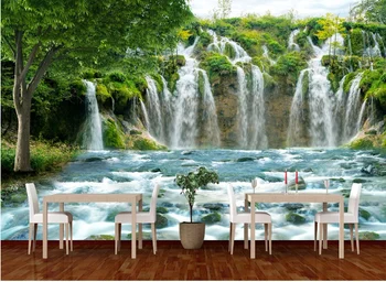 

Nature Waterfall Wallpaper Mural for Living Room 3d Photo Cloth Paper Wall Paper Papel De Parede Tree Contact Paper Custom