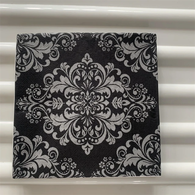 20 vintage napkins paper tissue decoupage black white flower towel birthday  wedding party home hotel decor Guardanapo serviettes - AliExpress