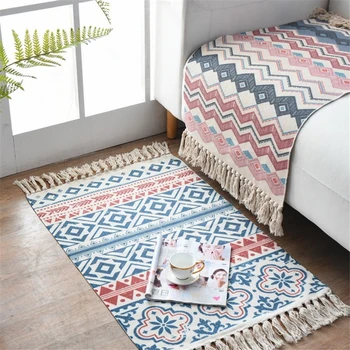 

Retro Rugs and Carpets for Home Living Room Soft Tassel Home Carpets Table Runner Door Mat Home Decoration