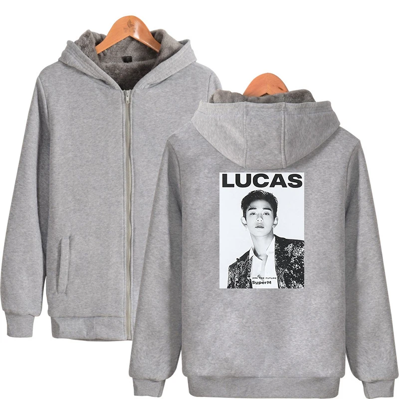 Новая зимняя мода хип-хоп Kpop LUCAS супер Толстовка спортивный костюм для мужчин и женщин толстовки на молнии куртка с длинным рукавом толстовки с капюшоном топы
