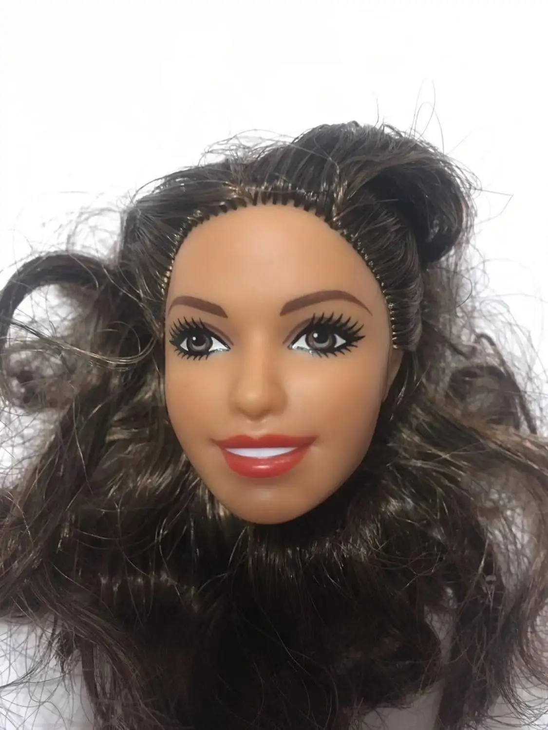 Редкое лицо голова куклы Азия лицо кукла аксессуары принцесса игрушка голова 1/6 Мода части куклы Черный Фиолетовый волосы кукла голова части - Цвет: as pics