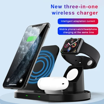

3 In 1 Desktop Wireless Charger Stand 15W Fast Charging Dock Chargers For IPhone Iwtach For Mobile Phone Accessories