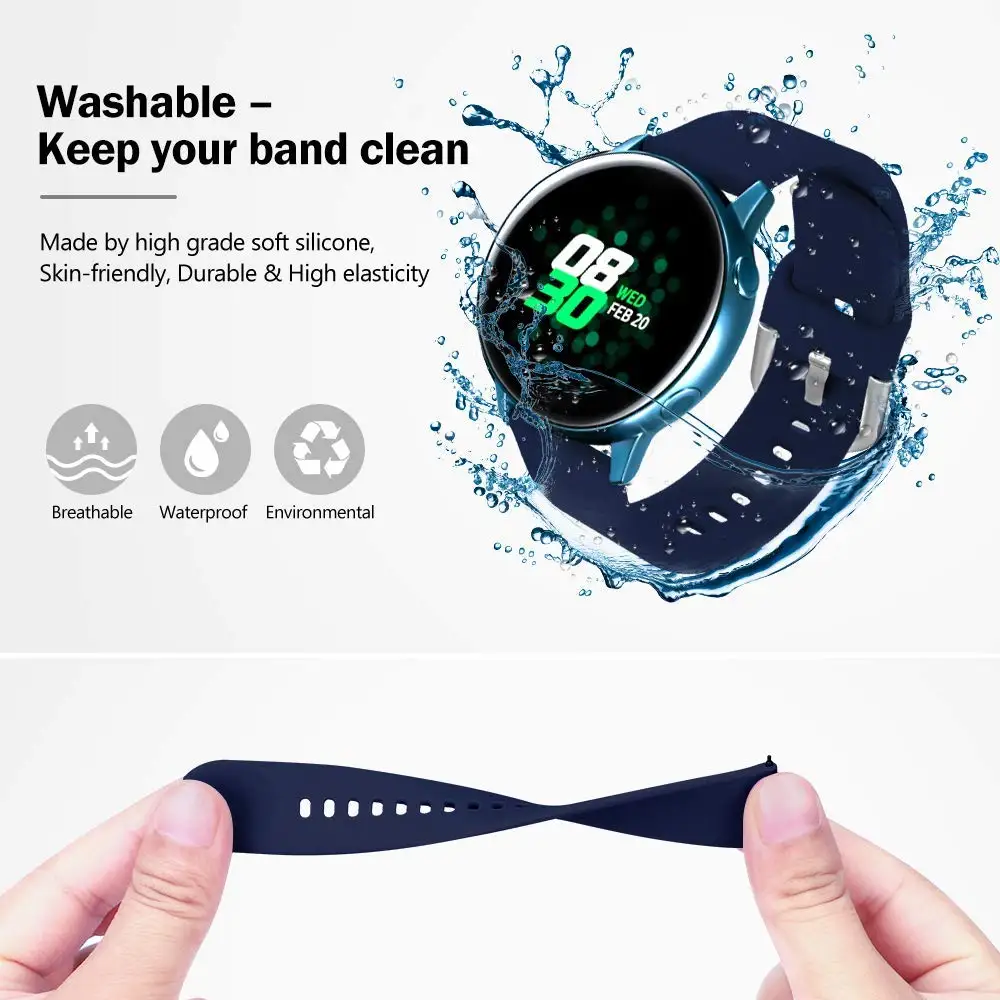Ремешок силиконовый для наручных часов браслет Samsung Galaxy watch 46 мм 42 Active2 Active1 Gear S3