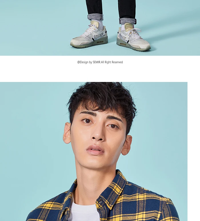 Semir, рубашка с длинным рукавом, мужская, Молодежная, весна и осень,, для студентов, Повседневная рубашка, мужская, фланелевая, клетчатая рубашка, ленивый ветер