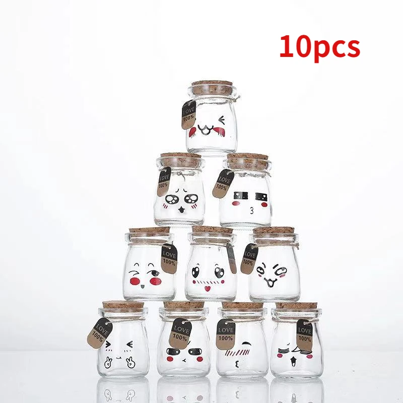 6/12pcs 200ml Pudding Bottle Glass Bread Store Cute Heat-Resistant Yogurt Containers Milk Cup Jelly Jar For Home Shop